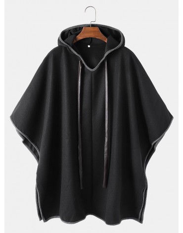 Mens Sleevless Oversized Casual Black Hooded Cloak Cape Coats