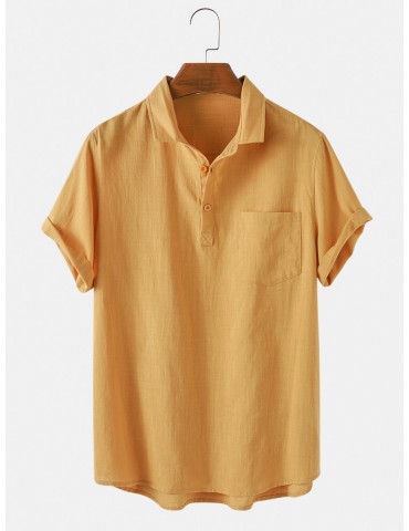 Mens 100% Cotton Turn Down Collar Short Sleeve Golf Shirts